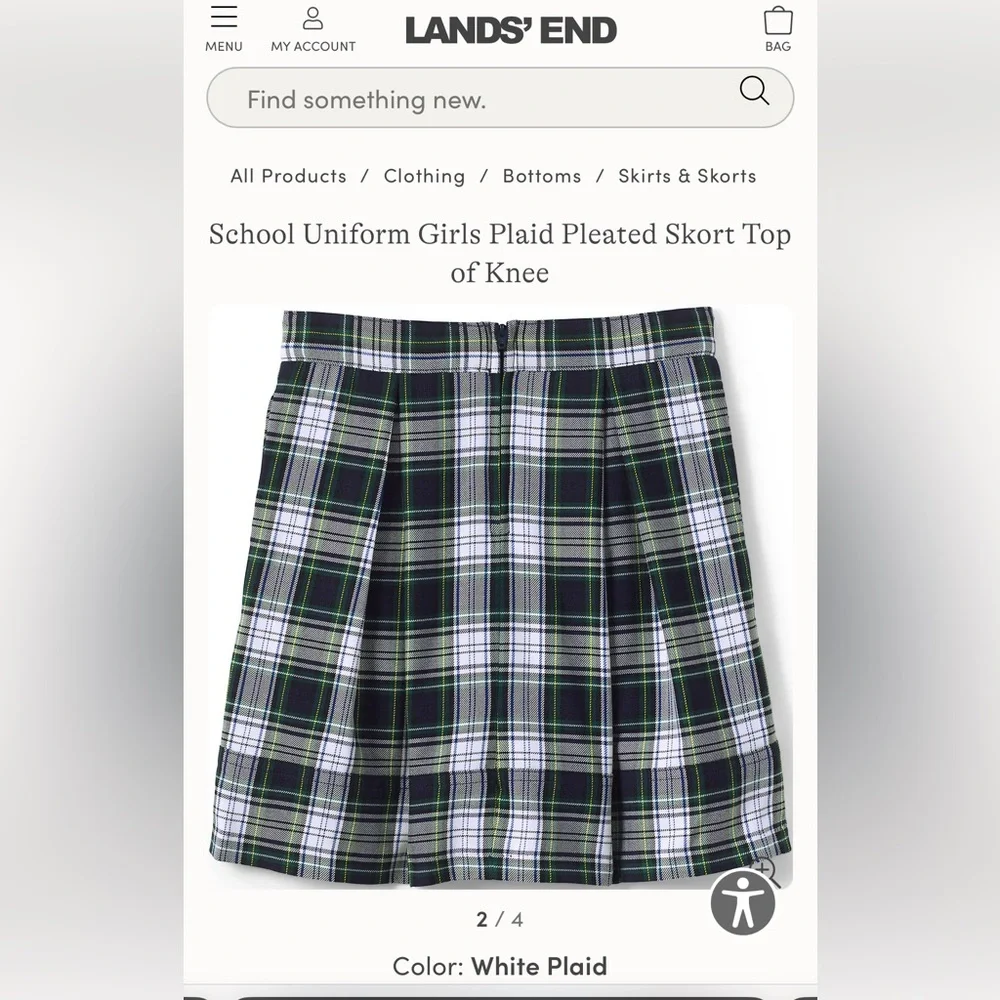 Lands End School Uniform Girl Plaid Top of Knee Skort   | Lands End Skort